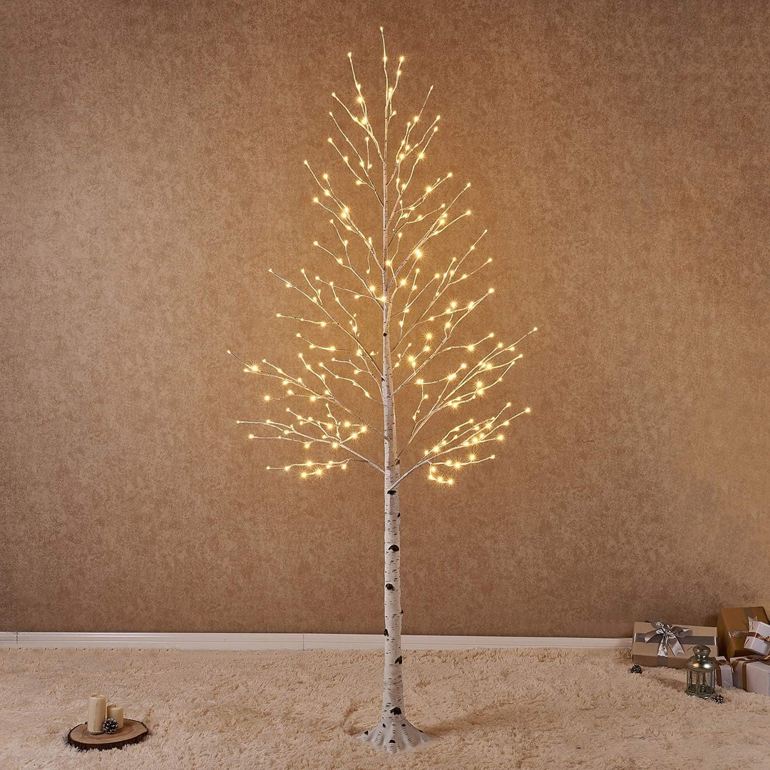 Hairui LED Baum Warmweiss 240LEDs Birke Lichterbaum 240CM Künstlicher Weihnachtsbaum mit Teilweise F
