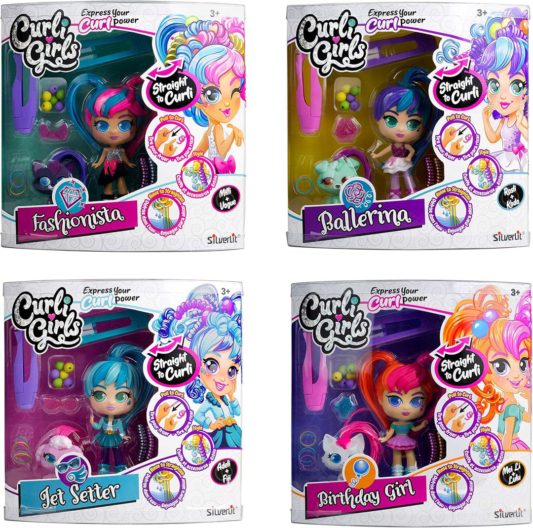 CURLI GIRLS 82098 ROSLI &amp; KODA by Silverlit, Frisierpuppen, Puppen mit magischen Haaren, inklusive A