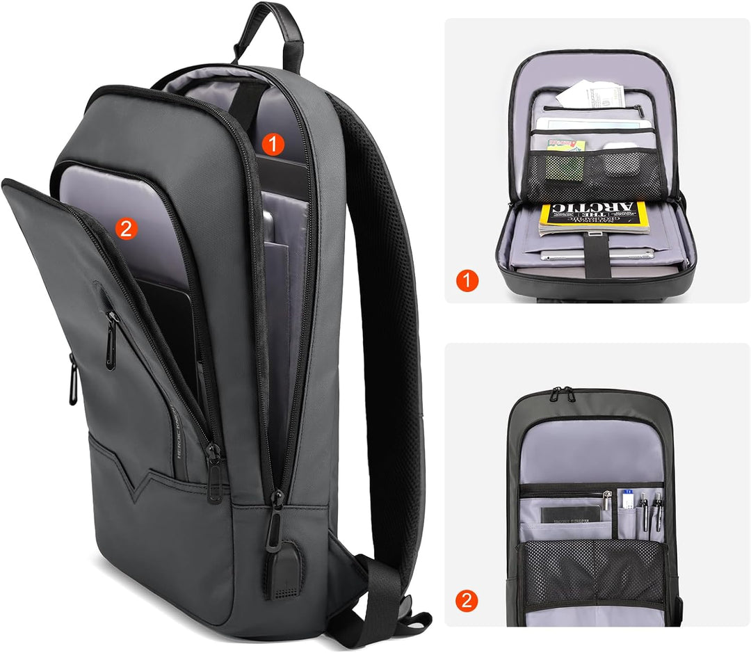 Business Rucksack Herren,kleiner Laptoprucksack 15,6 Zoll,Dunkelgrau | Leichter, wasserdichter Rucks