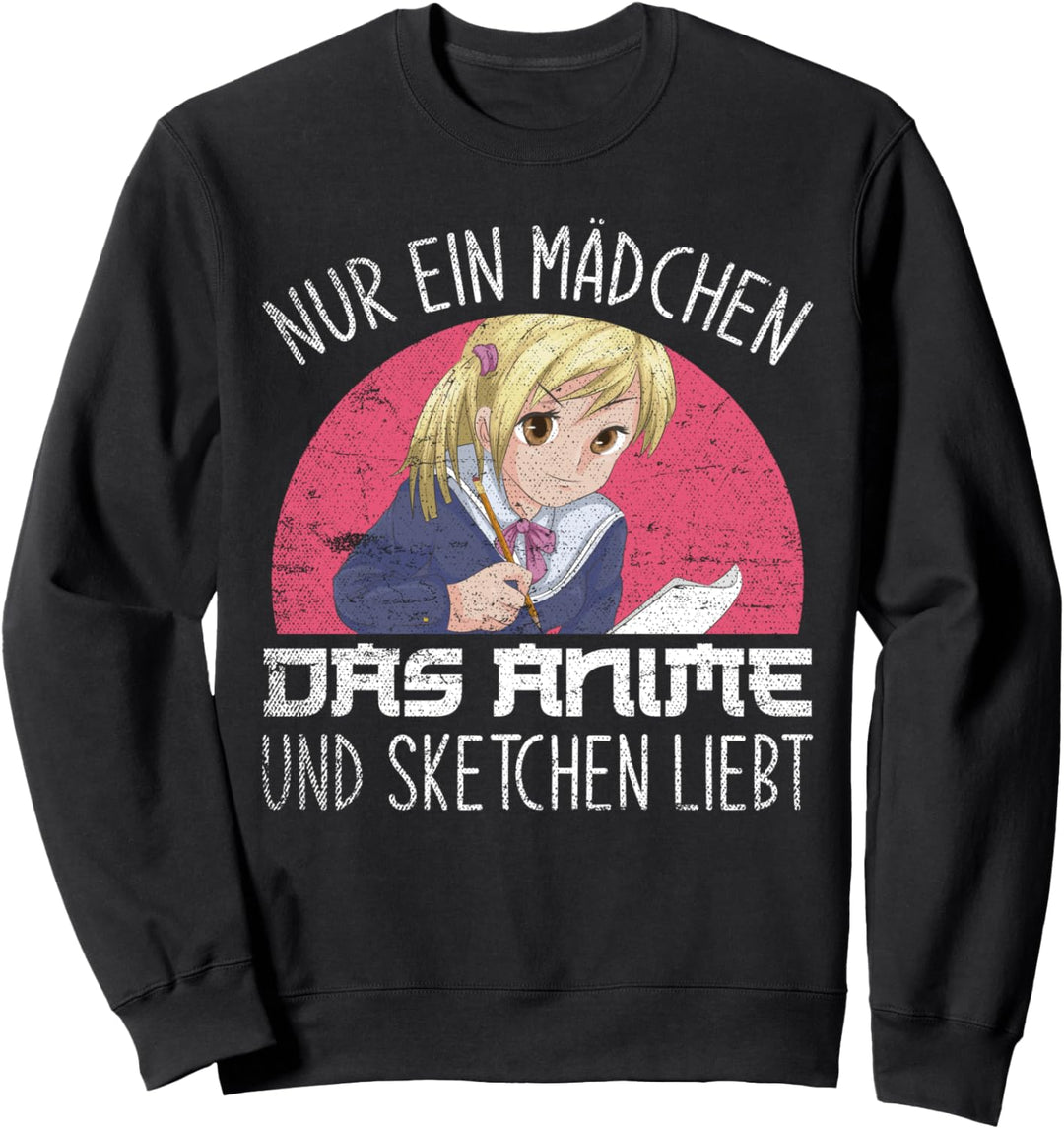 Nur ein Mädchen das Anime und Sketchen liebt Otaku Anime Sweatshirt