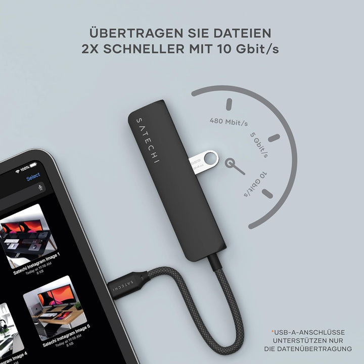 SATECHI 4-in-1 USB-C Hub Slim Plus, Multiport-Adapter, Dockingstation mit 4K HDMI, 100W Power Delive