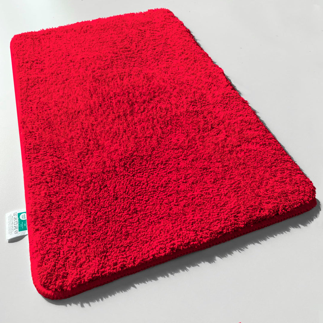 casa pura Badematte rot weicher, Flauschiger Badezimmerteppich in Shaggy Optik, Badvorleger rutschfe