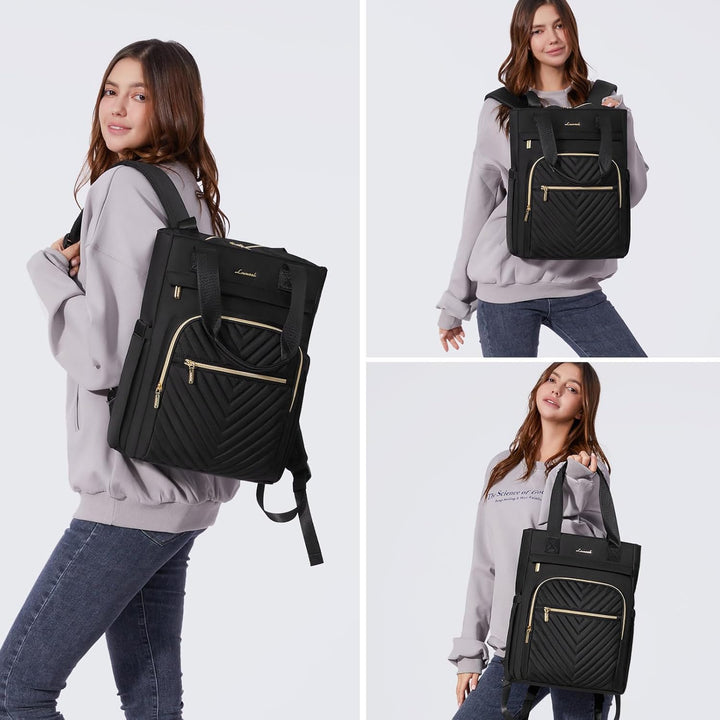 LOVEVOOK Laptop Rucksack Damen Elegant 15.6 Zoll 2 in 1 Handtasche Rucksack Wasserdicht Schulrucksac