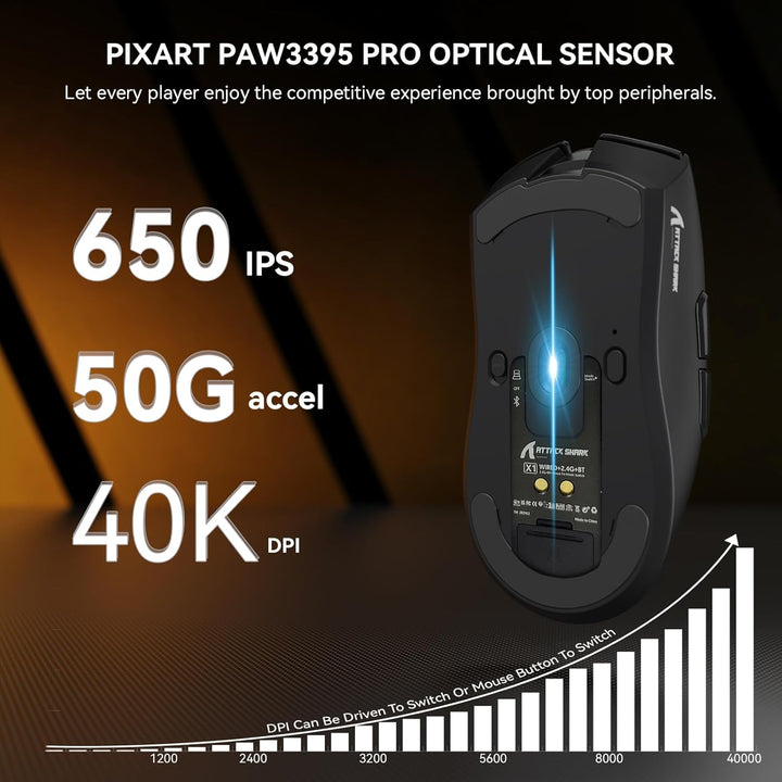 MAMBASNAKE x Attack Shark X1 Gaming-Maus mit Ladestation, 49g Ultralight, 40K DPI PAW3395 PRO-Sensor
