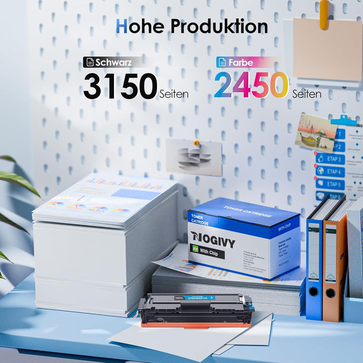 NOGIVY 207X Toner Set mit Chip Kompatibel für HP 207X 207A Toner für Color Laserjet Pro MFP M283fdw