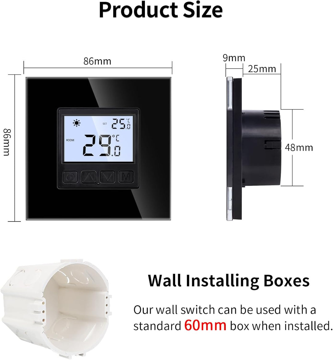 JIMEIDA Digital Programmierbar Thermostat Heizung Schwarz Bodenheizkammer Konstante Temperaturkammer