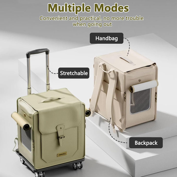 Galatée Haustier-Rucksack Mit Rädern, Haustier-Buggy, Hunde-Reisetasche Mit Abnehmbaren Rollrädern,
