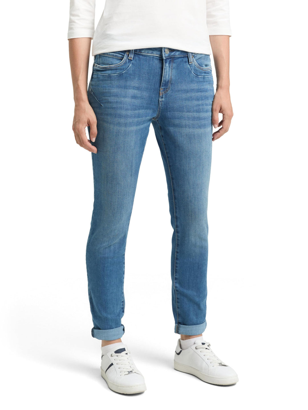 TOM TAILOR Damen Tapered Relaxed Jeans 25W / 30L 10119-used Mid Stone Blue Denim, 25W / 30L 10119-us