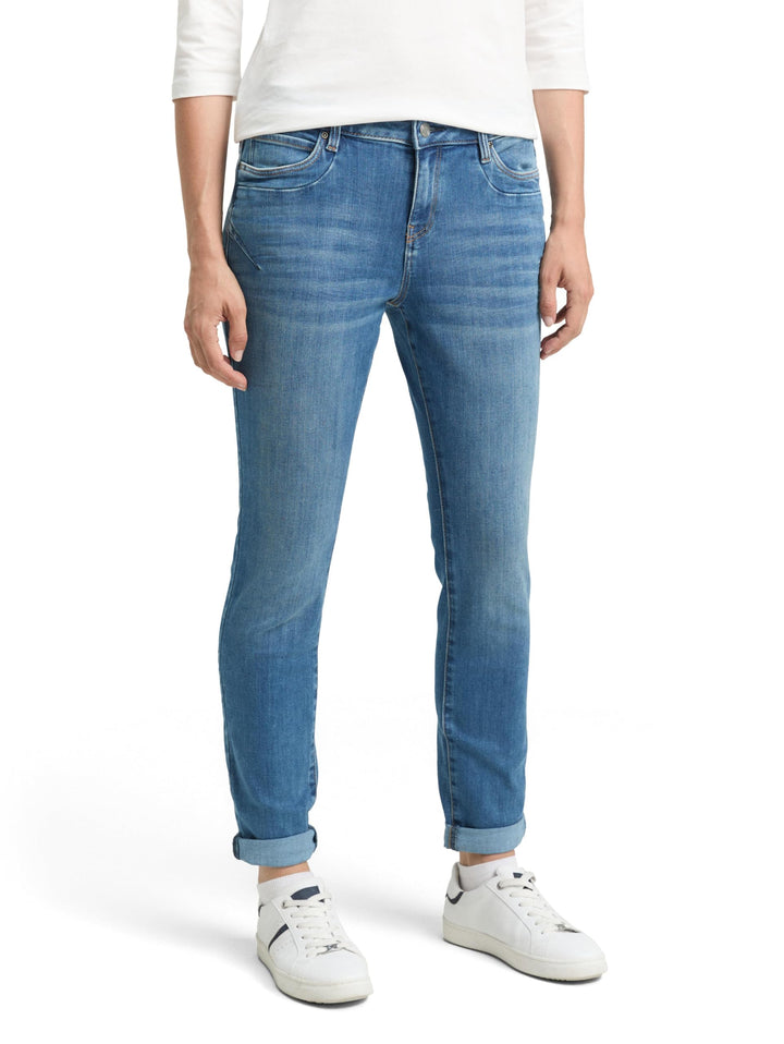 TOM TAILOR Damen Tapered Relaxed Jeans 25W / 30L 10119-used Mid Stone Blue Denim, 25W / 30L 10119-us