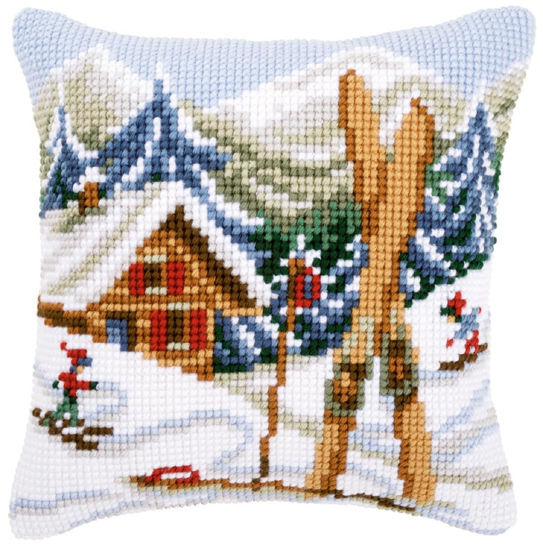 Vervaco Kreuzstichkissen/Stickkissen vorgedruckt, Snow Fun, 40 x 40cm