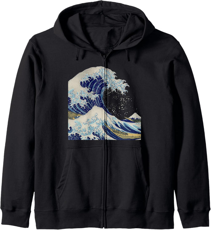 Kanagawa-Japaner die grosse Wellen-Vintage Kunst-Geschichte Kapuzenjacke