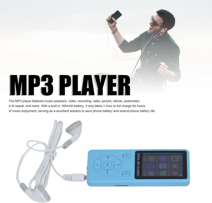 MP3-Player/MP4-Player 64GB Bluetooth 5.0 HiFi MP3 Musik-Player, 1,8-Zoll-LCD-Bildschirm mit Lautspre