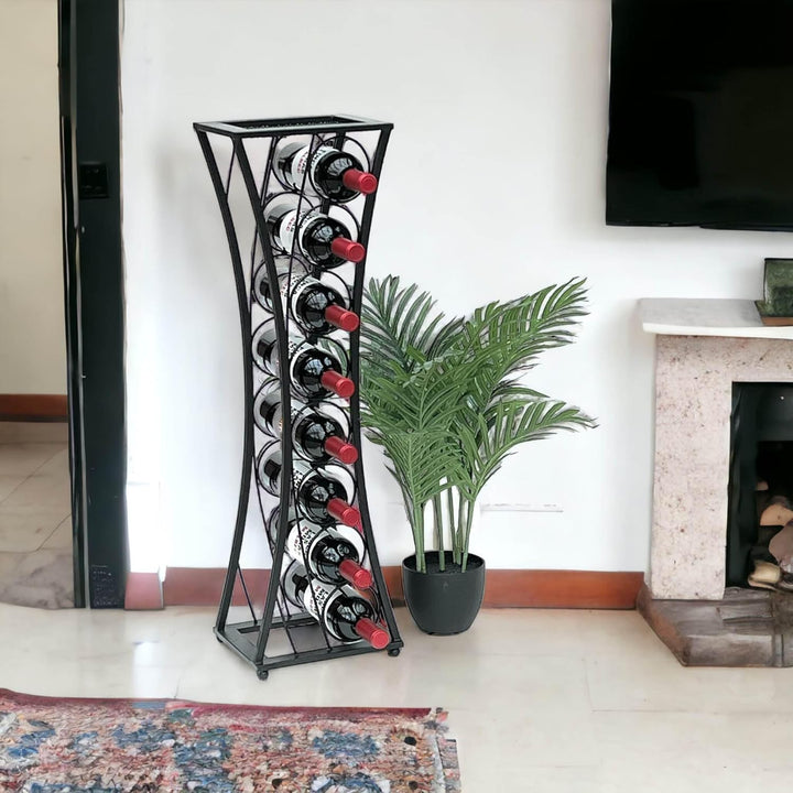 DanDiBo Weinregal Metall Schwarz Stehend Mika 80 cm 96536 Flaschenregal Flaschenständer Flaschenhalt