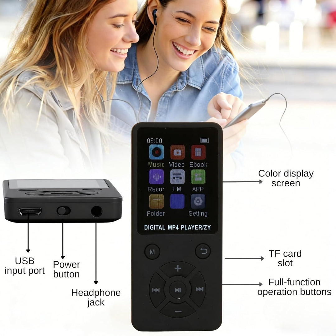 MP3-Player/MP4-Player 64GB Bluetooth 5.0 HiFi MP3 Musik-Player, 1,8-Zoll-LCD-Bildschirm Musikplayer