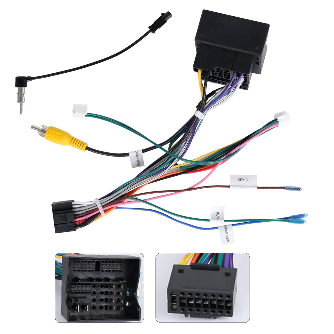 CAMECHO 52 PIN ISO Adapterkabel für VW/Golf/Passat/Touareg/Polo/Touareg/Skoda/Seat mit Radioantenne,