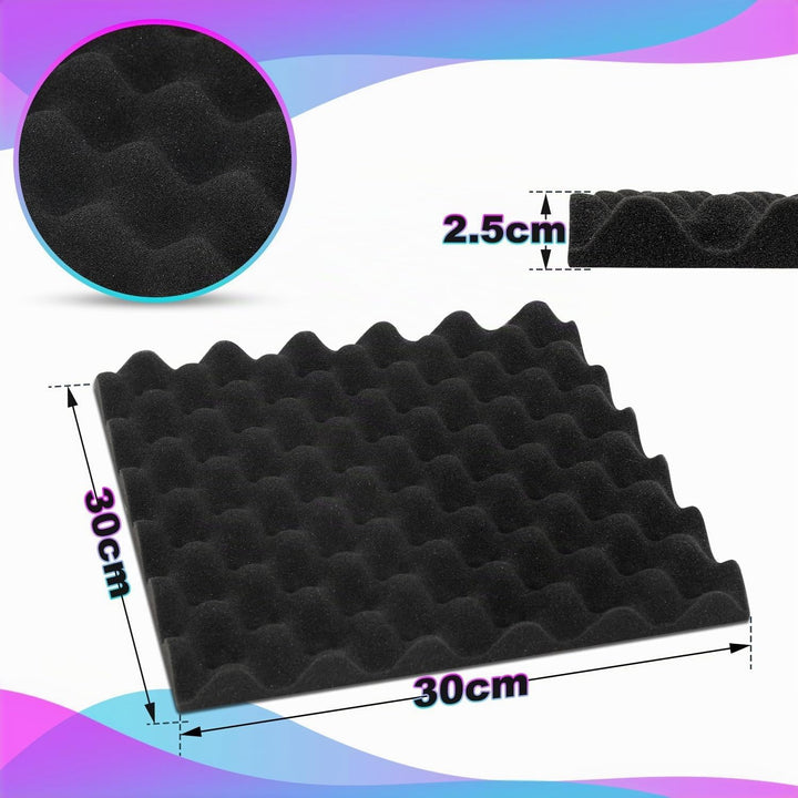 Akustikschaumstoff Schallabsorber, 24 Stück Akustikplatten Selbstklebend, Schallabsorber Wand, Schal