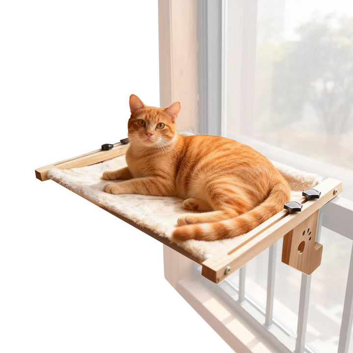 Fensterhängematte für Katzen - Aus Holz gefertigtes als Ruheplatz und Ausguck,mit weicher Abdeckung