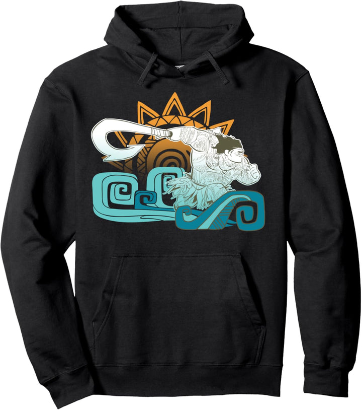 Disney Moana Maui Hook Geometric Sun Portrait Pullover Hoodie