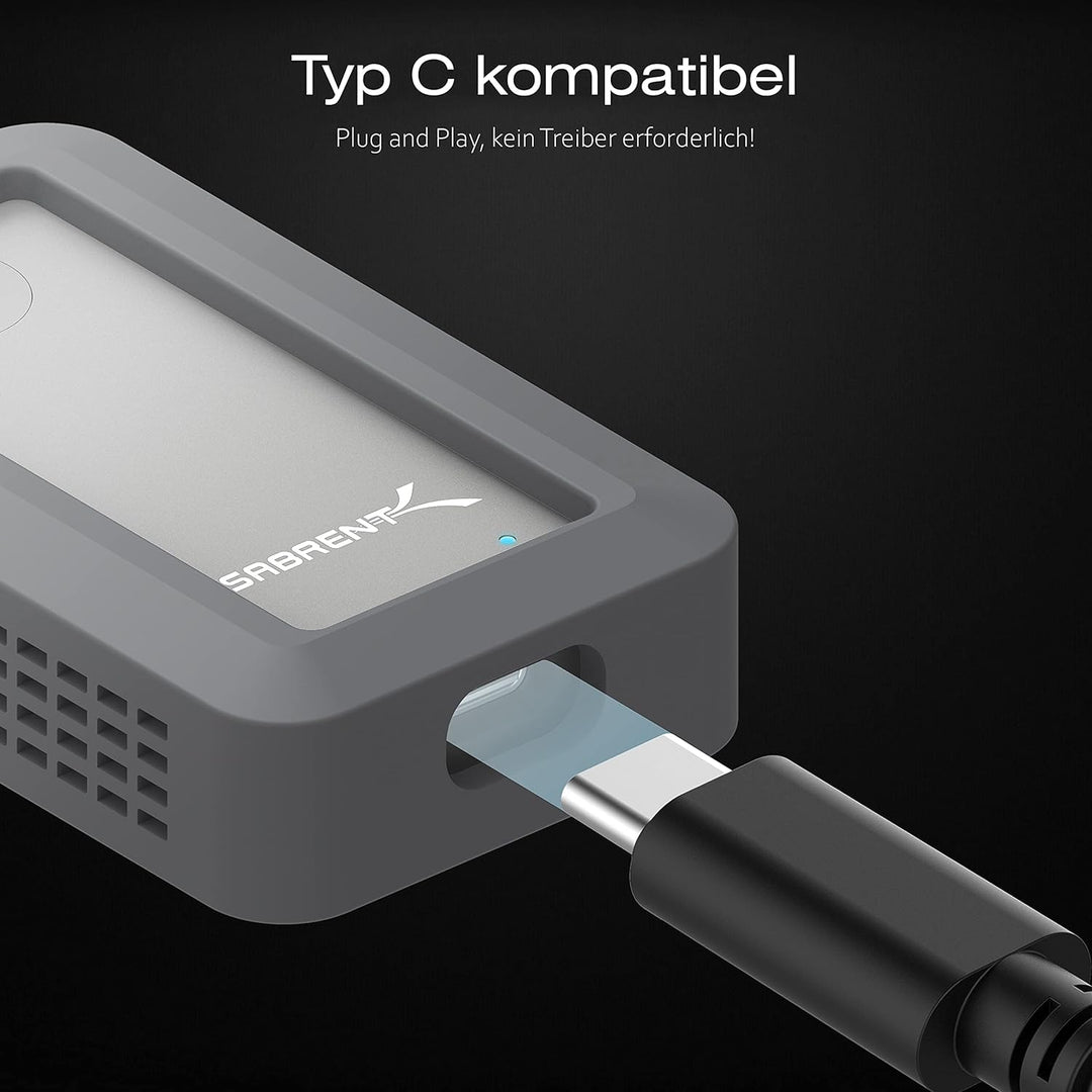 Sabrent Portable SSD 1TB Starke Schale Rugged, Festplatte extern NVMe, USB 3.2 Gen 2, 1000 MB/s Lese