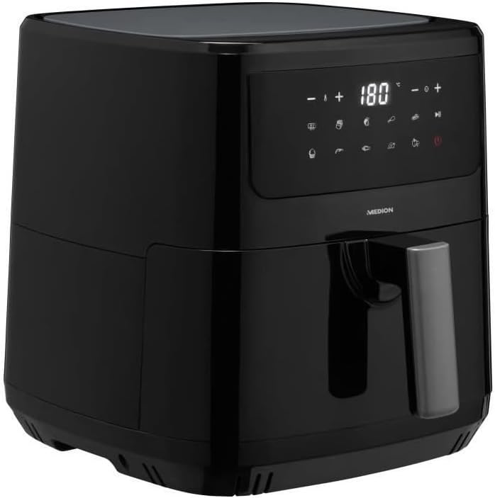 MEDION P10 XL Heissluftfritteuse (6,8 Liter XXL Frittierkorb, 2.150 Watt, zwei Heizelemente aus Edel