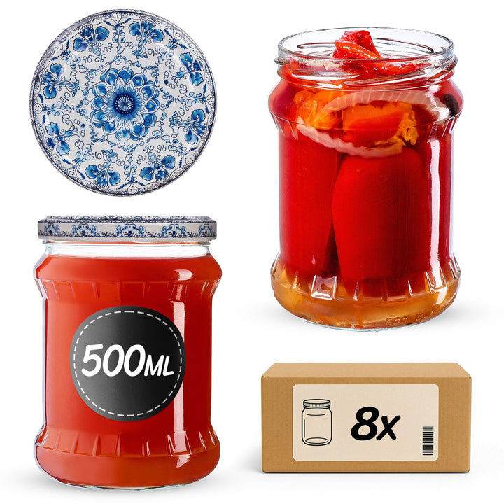 KADAX Einmachgläser 500ml TO82, Sturzgläser Mason Jar mit Schraubdeckel, Luftdichte Twist-off Gläser