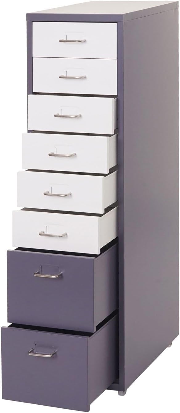 PROREGAL Rollcontainer Housten HxBxT 110x28x41cm 8 Schubladen Dunkelgrau Weiss-Dunkelgrau Schubladen