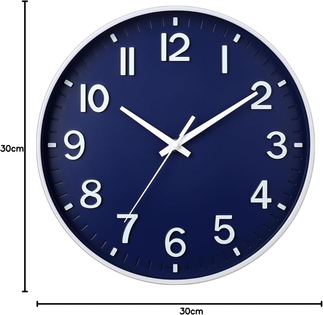 HZDHCLH 30cm Lautlos Wanduhr ohne Ticken Schleichende Sekunde mit Arabisch Ziffer für Büro, Klassenz