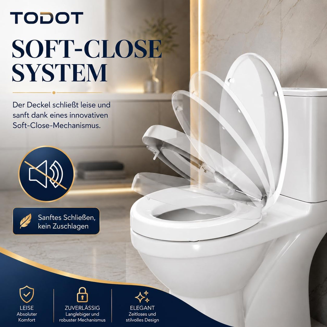 WC-Sitz erhöht 5cm für ältere/behinderte Menschen, WC-Sitzerhöhung Toilettensitz aus Duroplast, leis