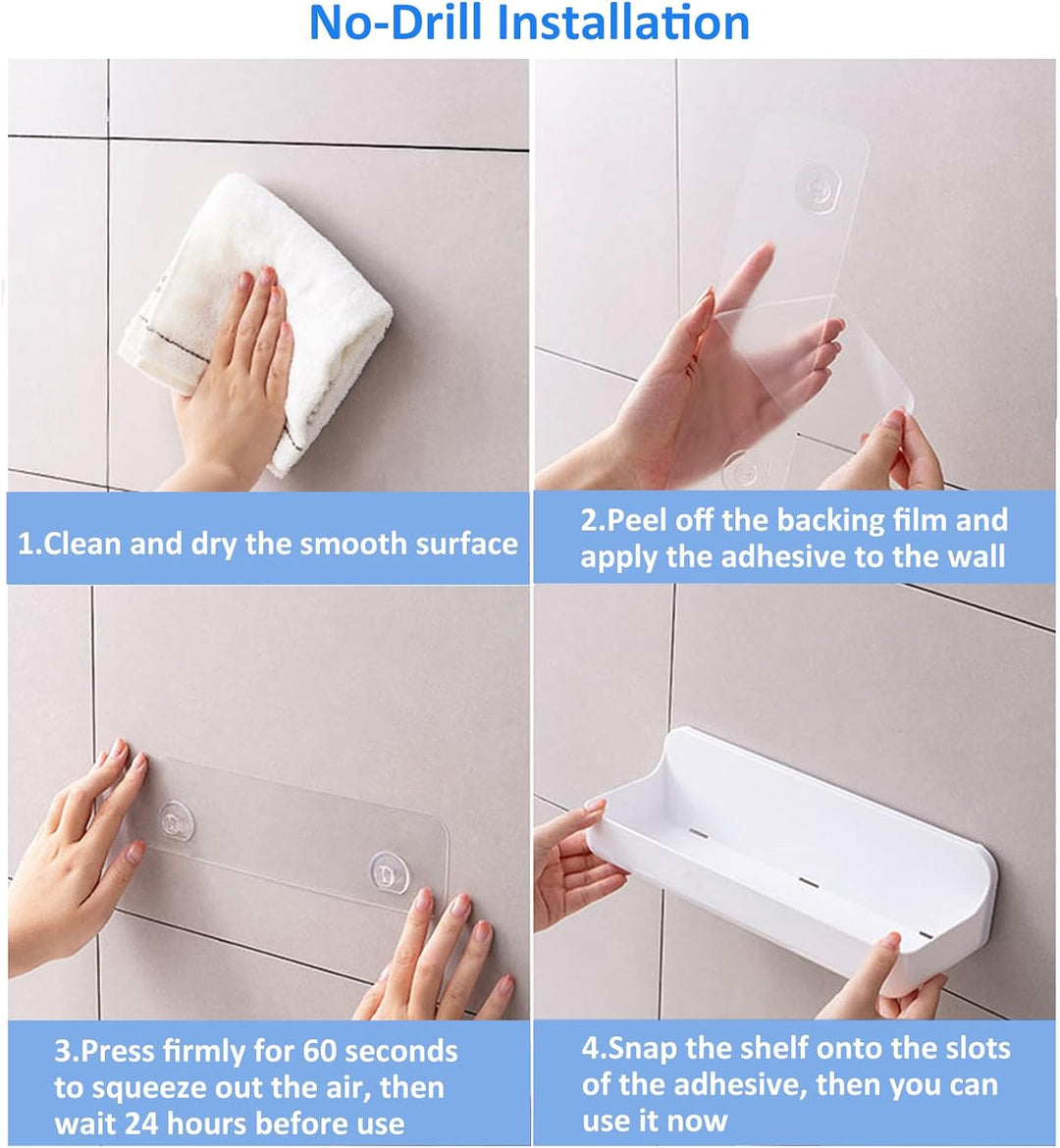 Diesisa 2 Stück Duschablage Ohne Bohren, Duschregal Wandmontage, Shampoo Halterung für Dusche, Dusch