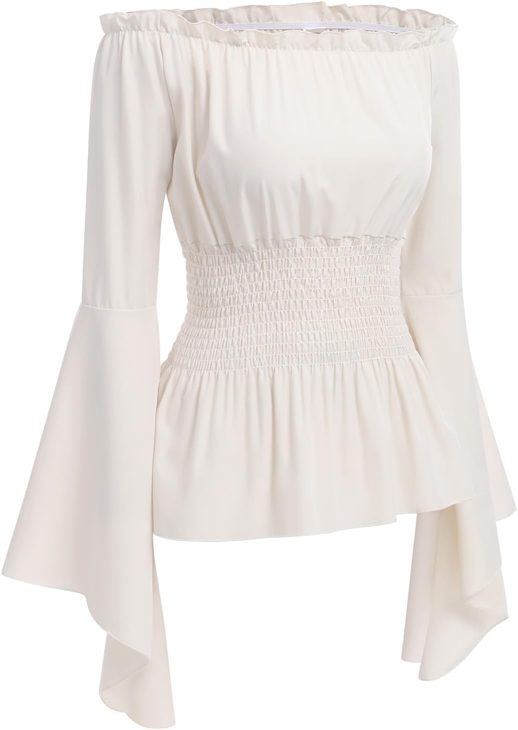 Odizli Mittelalter Kleidung Damen Gothic Steampunk Langarm Off Shoulder Corsett Top + Gürtel Viktori