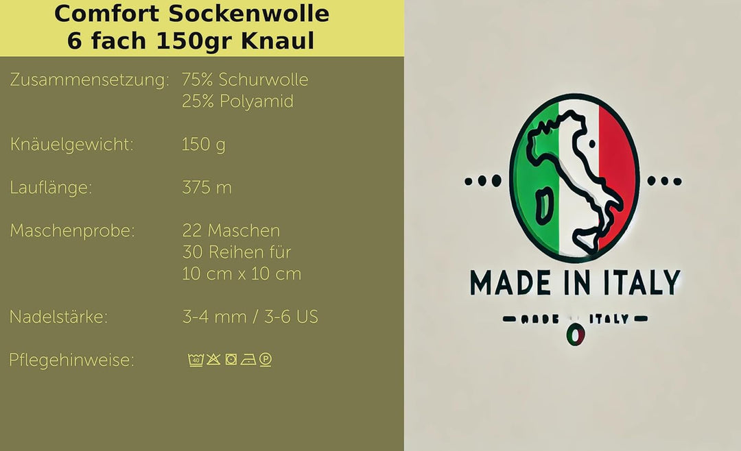 Sockenwolle Strumpfwolle Comfort Color 3x150gr 6-fädig Color 150gr 375m/LL 450gr Set für besonders w