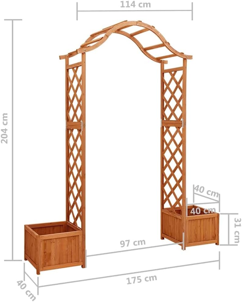 vidaXL Tannenholz Massiv Garten Pergola mit Blumenkasten Rosenbogen Torbogen Rankhilfe Spalier Rankg
