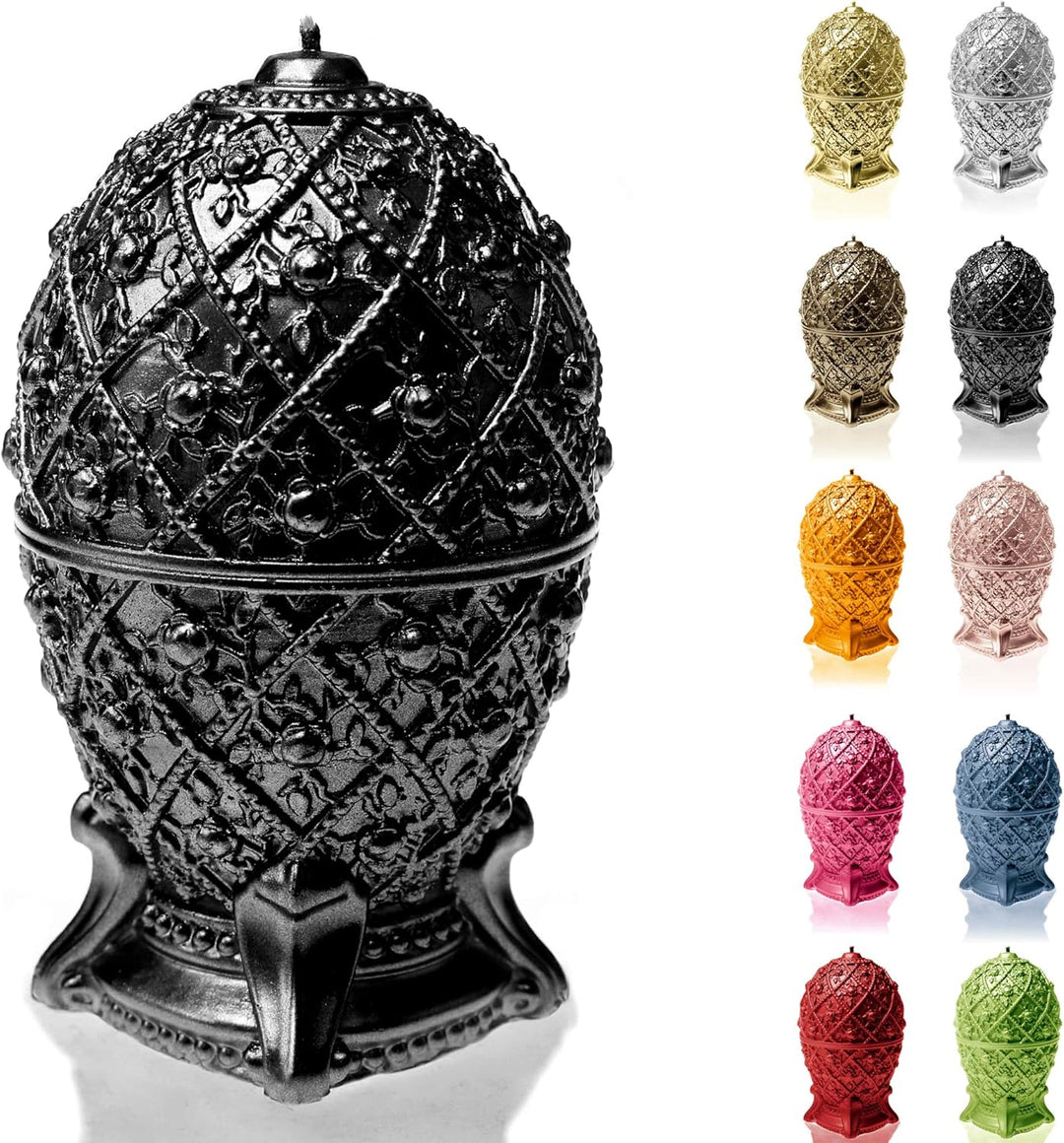 Candellana Kerze Mittleres Faberge-Ei Low Poly, Höhe: 16 cm, Handgemacht in der EU (Black Metallic),