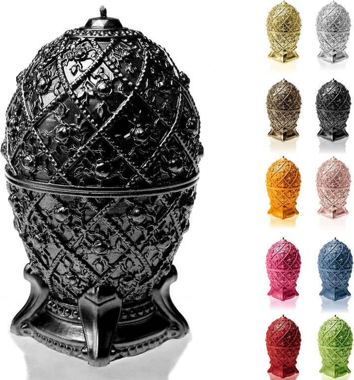 Candellana Kerze Mittleres Faberge-Ei Low Poly, Höhe: 16 cm, Handgemacht in der EU (Black Metallic),
