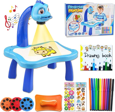 BARVERE Projektor Zeichentisch Kinder, Blau Maltafel Kinder, Tischplatte Smart Projektor Staffelei K