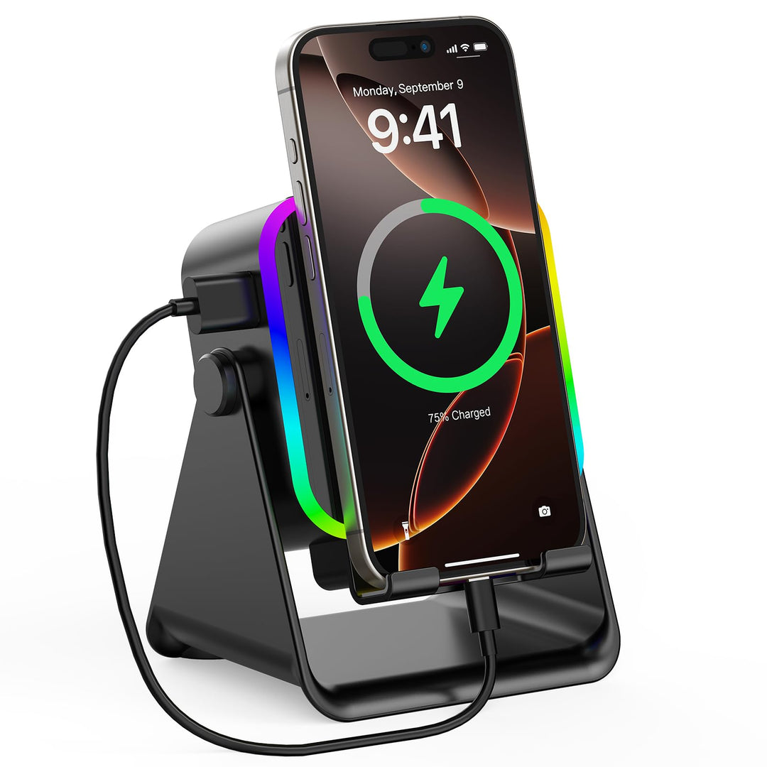 GIM Induktions-Bluetooth-Lautsprecher mit RGB & 4-in-1 Design – Für 4-13 Zoll Smartphones, Bluetooth