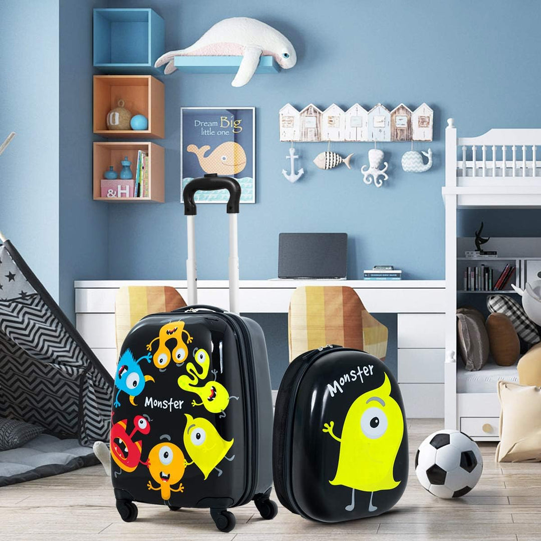 GOPLUS Kinderkoffer mit Rucksack, Kids Trolley, Kindergepäck mit Rollen, Reisekoffer mit Teleskopgri