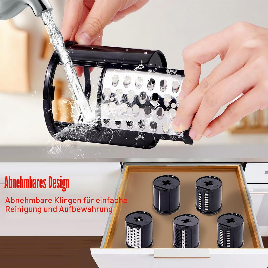 Schneide Reibeaufsatz für Kitchen Aid Standmixer mit 5 Klingen, Käsereibeaufsatz, kompatibel mit Kit