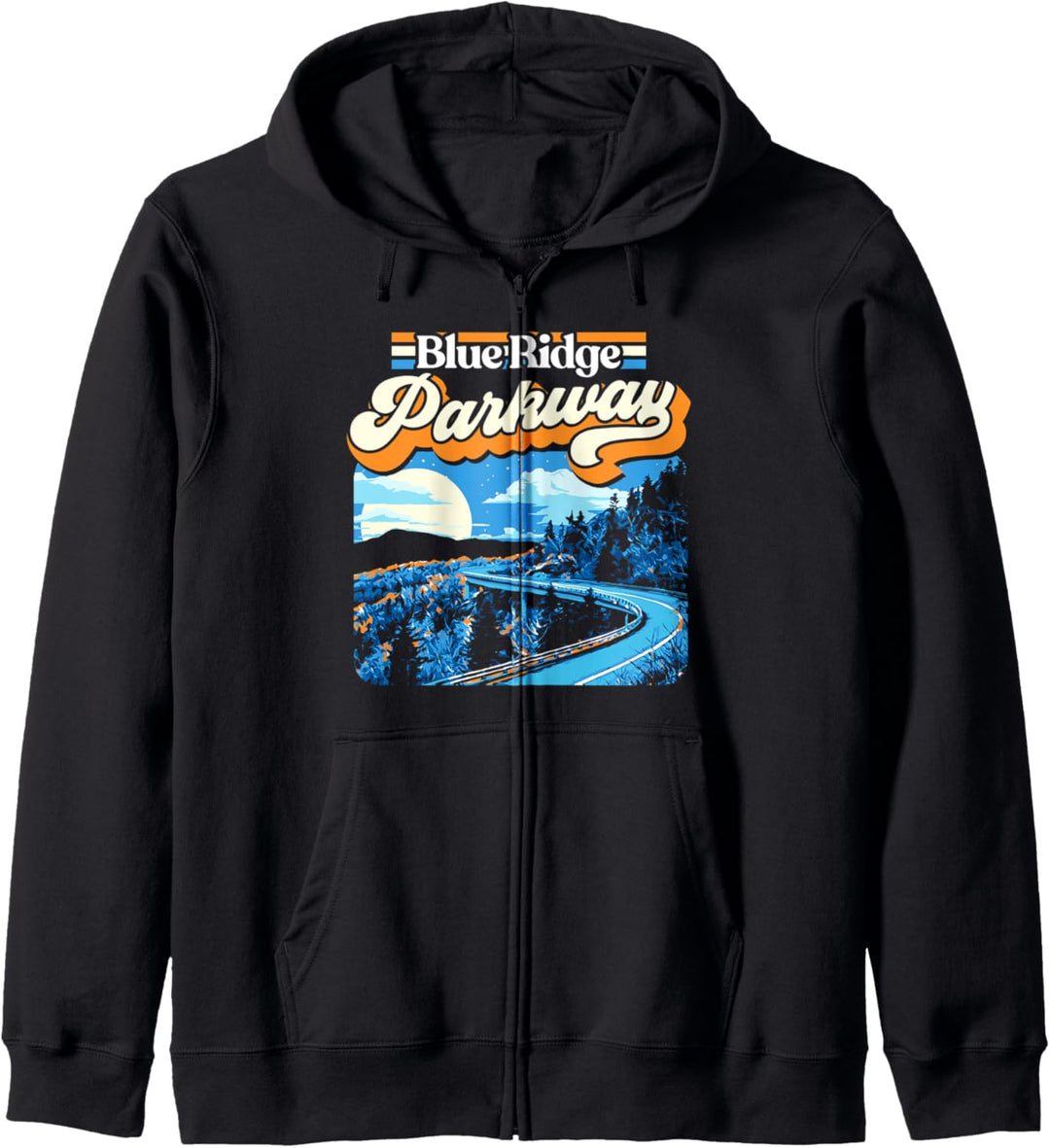 Blue Ridge Parkway Vintage Night Moon & Stars Graphic Kapuzenjacke