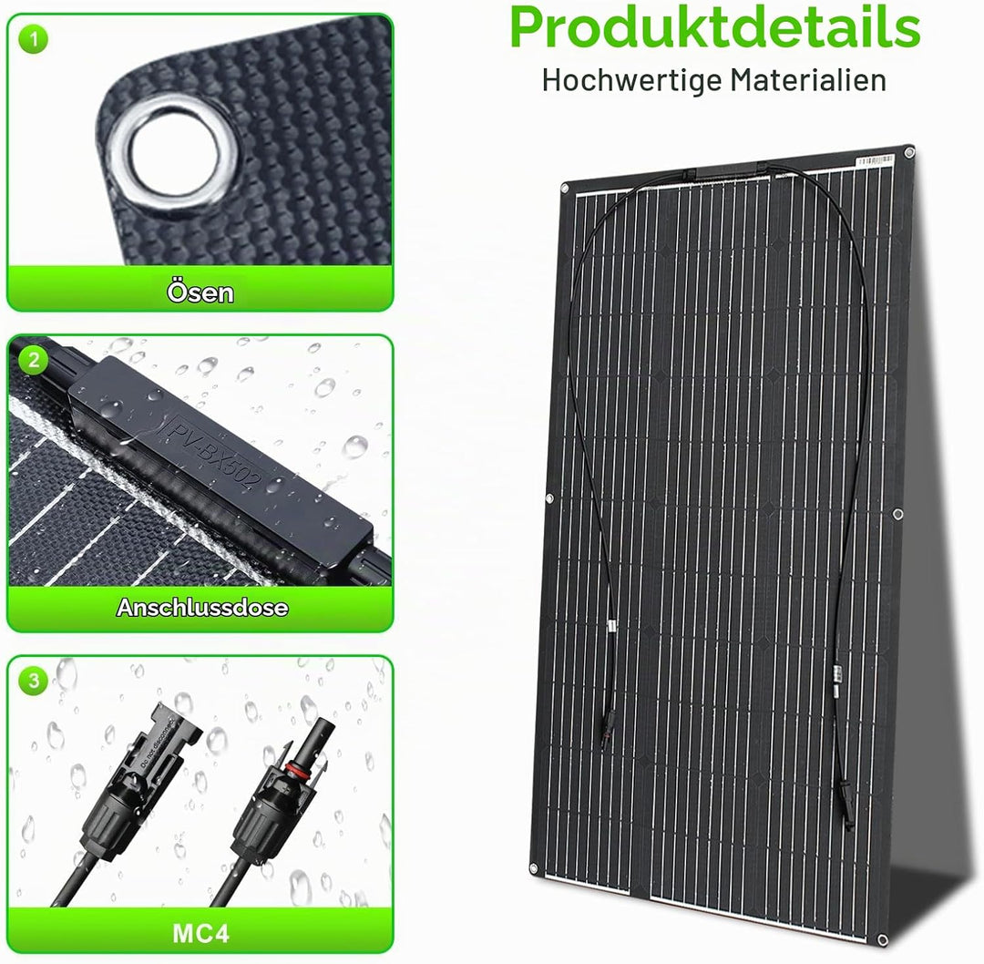 100W ETFE Solarpanel Flexibel etfe Solarmodul Tragbar für Dach Boot Balkon, 100W etfe