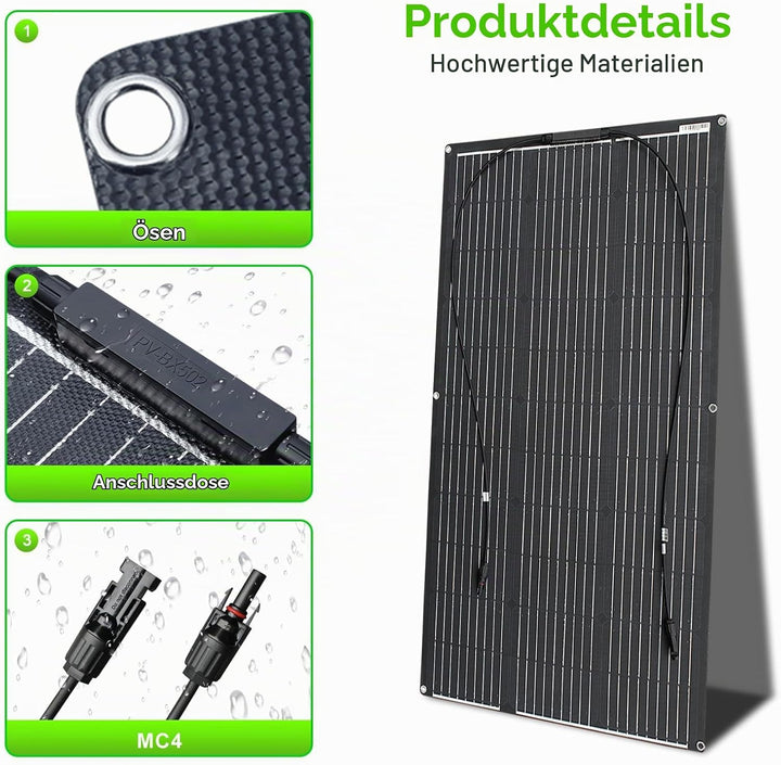 100W ETFE Solarpanel Flexibel etfe Solarmodul Tragbar für Dach Boot Balkon, 100W etfe