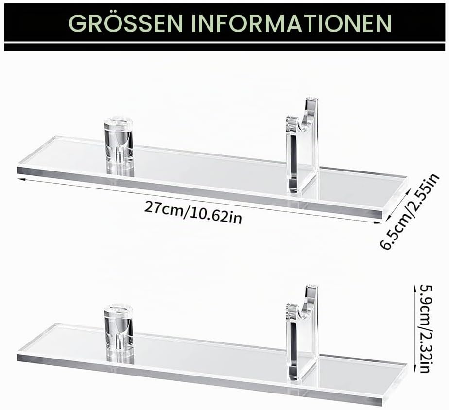 Sudemota 2x Messer-Feststellanzeige-Standfuss-Tischmesser-Anzeigehalter Acryl-Messerkasten Einzelner