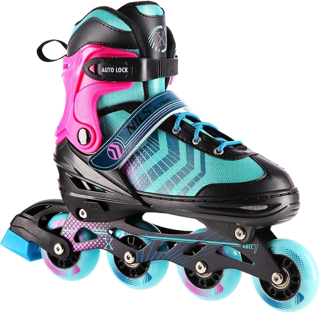 Nils Extreme 4-In-1 Inliner Eishockey Devin, Farbe:Schwarz-Violett, Grösse:S(29-33)
