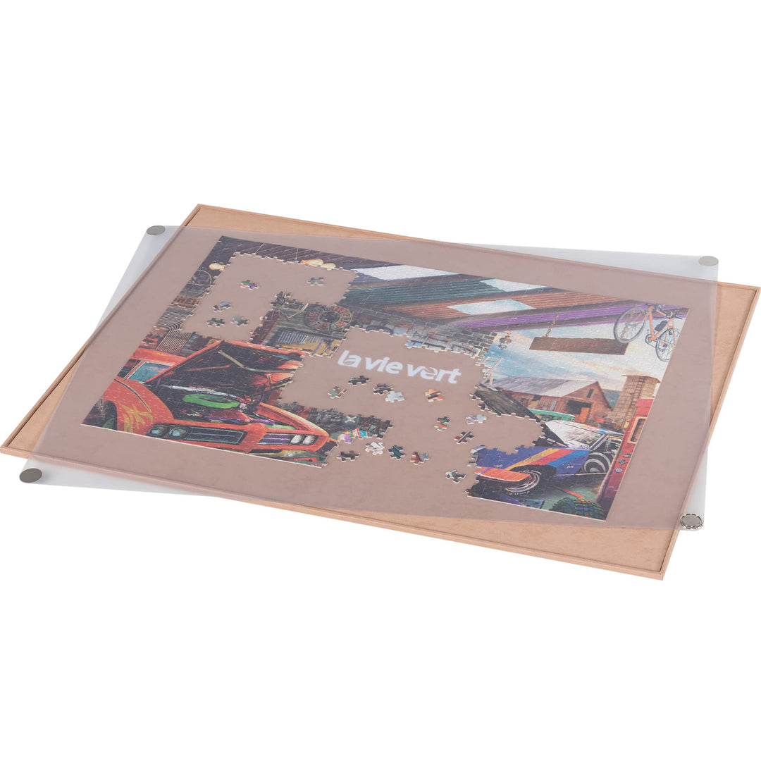 Lavievert tragbares Puzzlebrett aus Holz mit staubdichter Abdeckung, Puzzlematte zur Puzzleaufbewahr