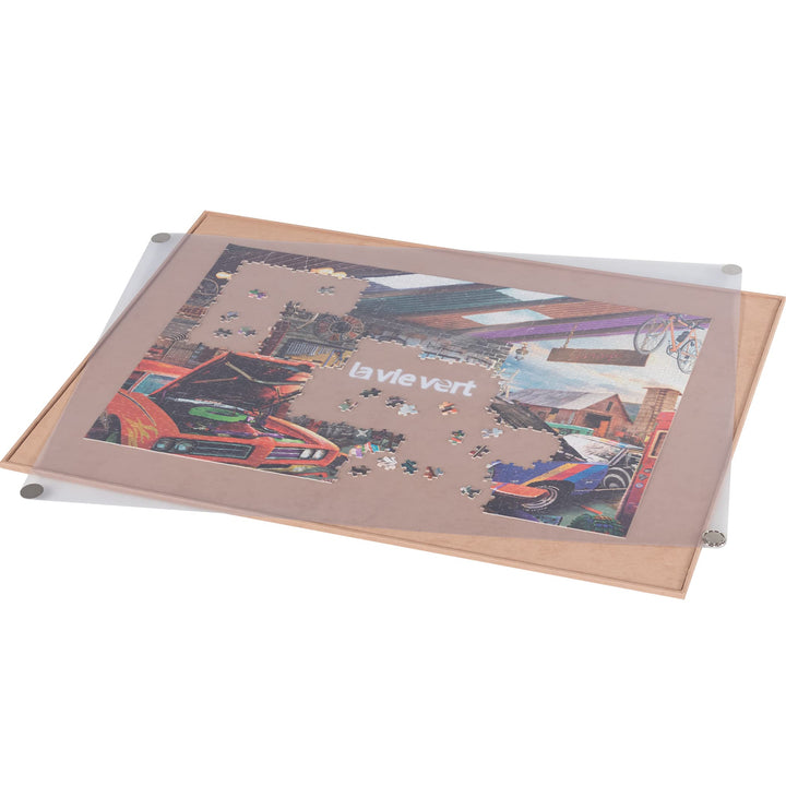 Lavievert tragbares Puzzlebrett aus Holz mit staubdichter Abdeckung, Puzzlematte zur Puzzleaufbewahr