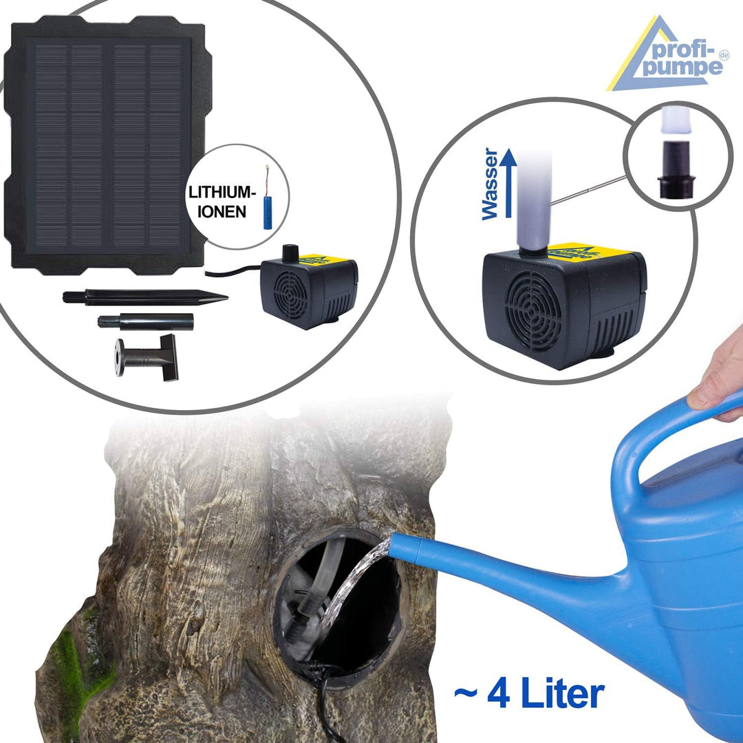 Solar Gartenbrunnen Brunnen Zierbrunnen Zimmerbrunnen Springbrunnen Brunnen mit LED-Licht und Li-Ion
