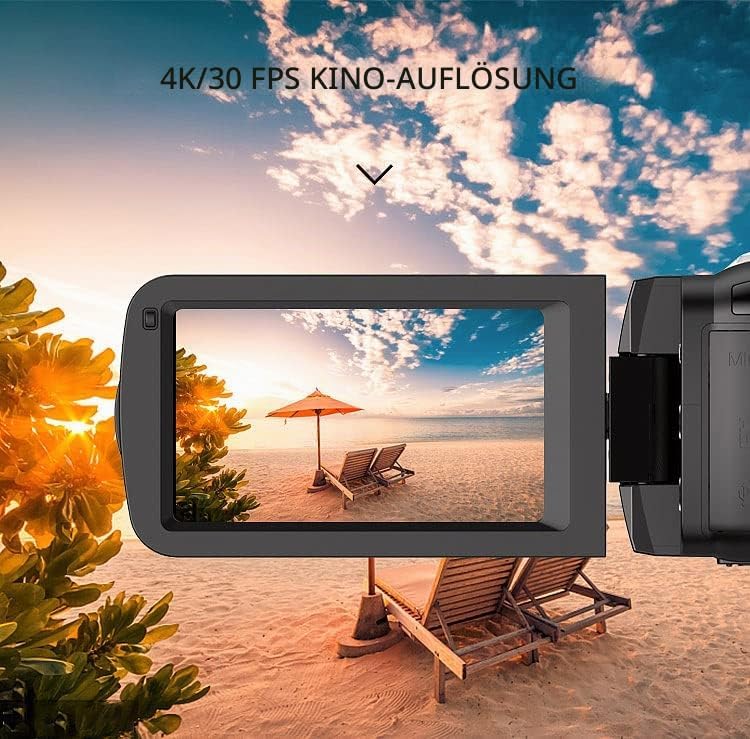 Somikon Videokamera 4K: 4K-UHD-Camcorder mit 16-fachem Zoom, WLAN, Full-HD mit 60 B./Sek. (HD Kamera