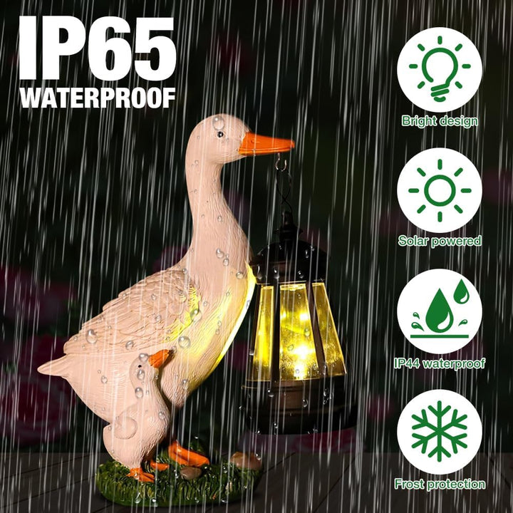 Solar Figuren für Aussen, Wasserdicht Gartenfiguren Gross mit Solar Laterne, Harz LED Solar Gartende