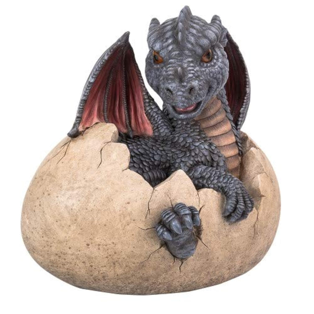 Pacific Giftware Gartenfigur Bunter Drache Feo schlüpft aus Ei 25 cm - Fantasy Garten Deko Figur Sta