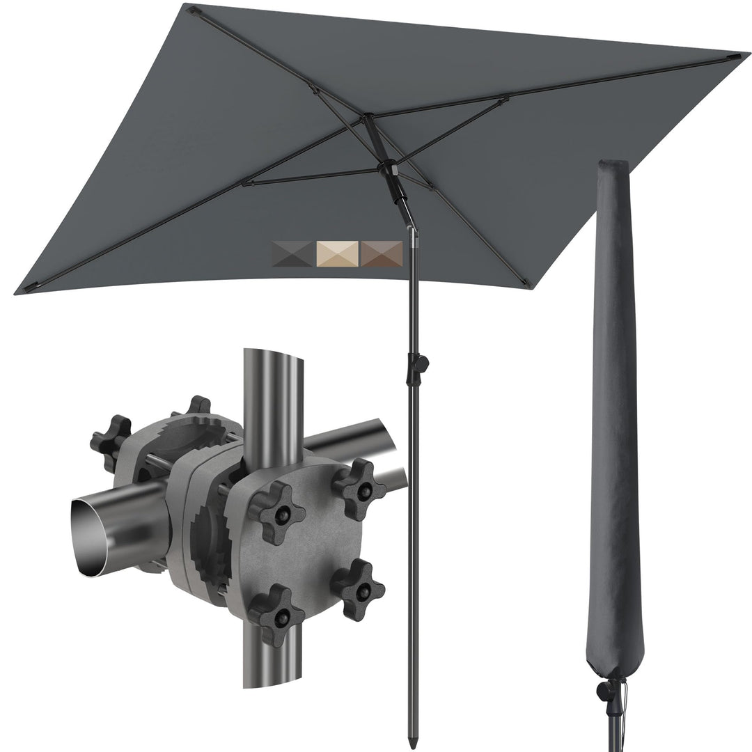 4smile Sonnenschirm Balkon SunnyShade, Sonnnenschutz Balkon SET 3-in-1, Anthrazit - UV50+ SunnyGuy S